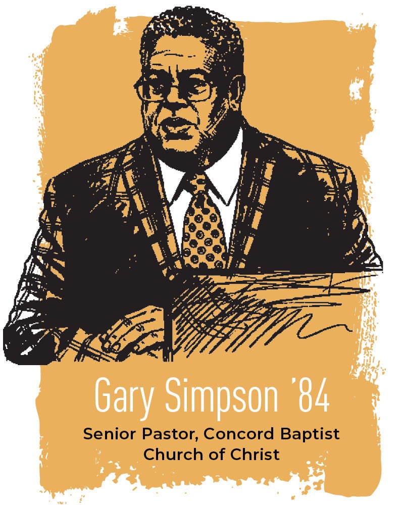 Illustration of Gary Simpson '84 - Senior Pastor, Concord Baptist Church of Christ