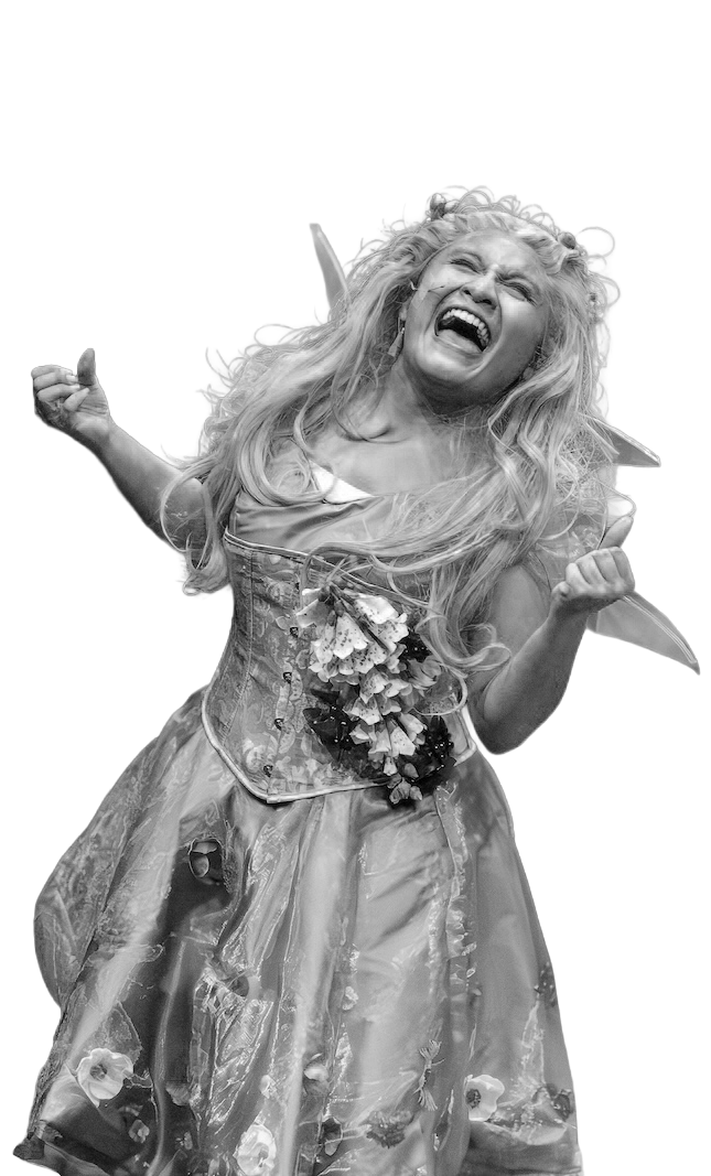 Theatre actress performing dramatically