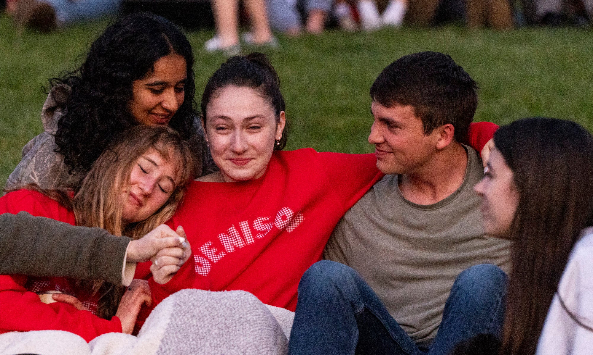 Seniors share a moment together as they watch the sun come up over Granville, Ohio.