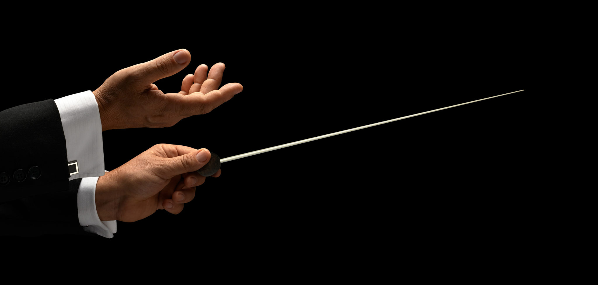 Close-up of conductor's hands