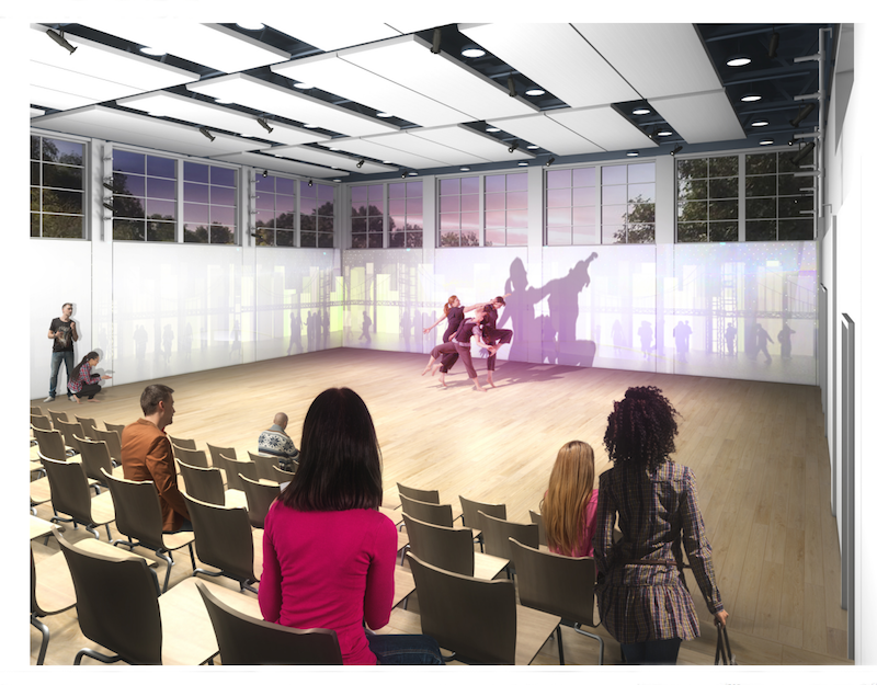 Rendering of a dance studio in The Eisner Center for Performing Arts.