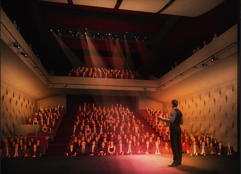 Rendering of theatre within The Eisner Center for Performing Arts.