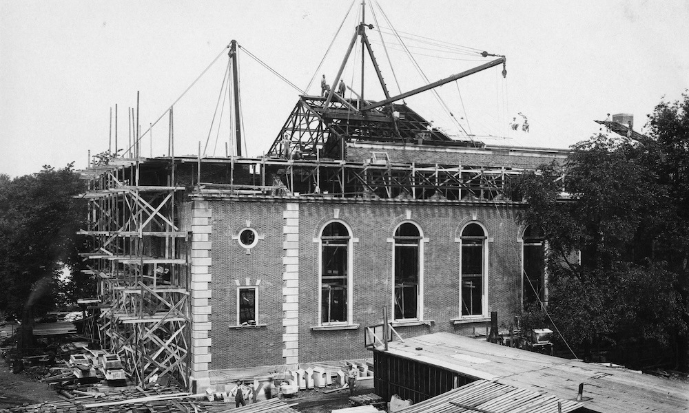 Swasey Chapel during construction