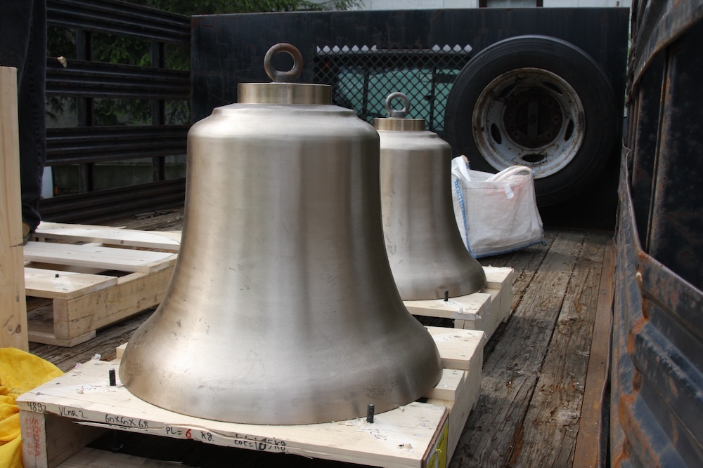 Swasey's bells before getting installed in the tower