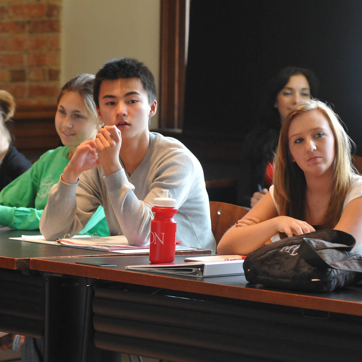 High school students in a Denison classroom for the Reynolds Writers Workshop.
