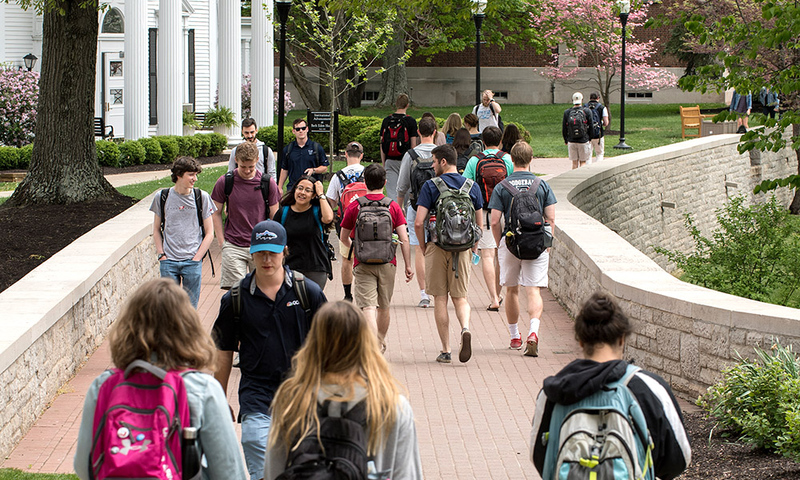 Students walking on chapel walk