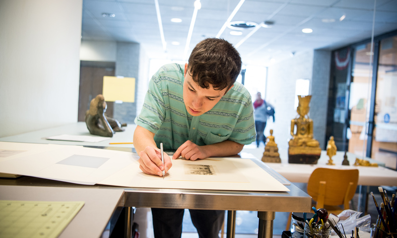 student in art studio