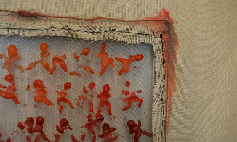 Red and orange wax art