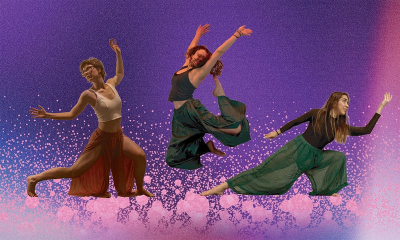three senior dance majors dancing