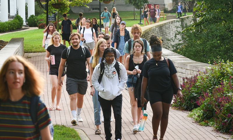 Students walking on campus