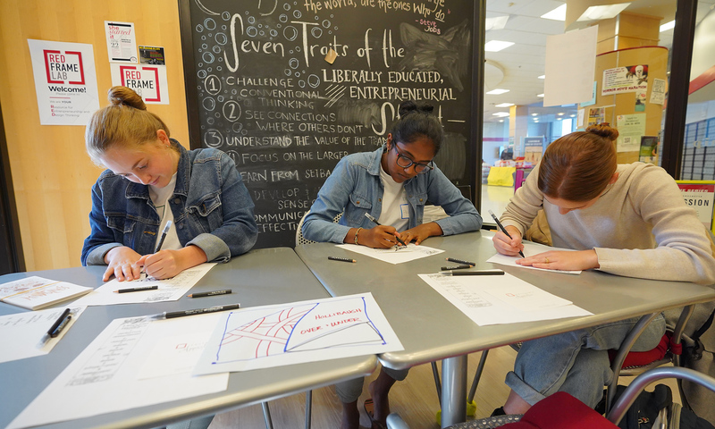 Students in the red frame lab