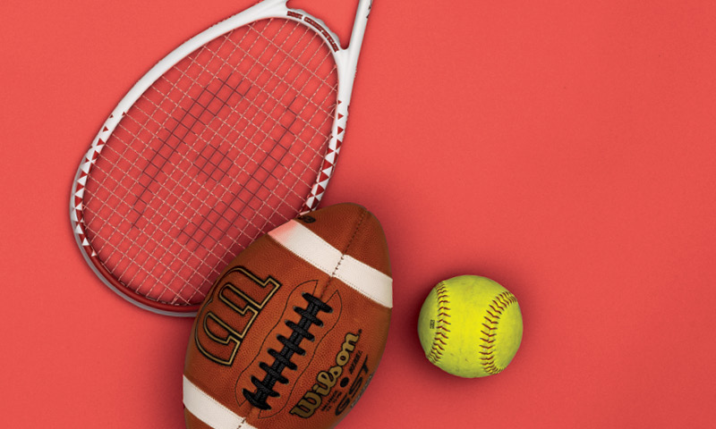 Squash racket, Football and Baseball