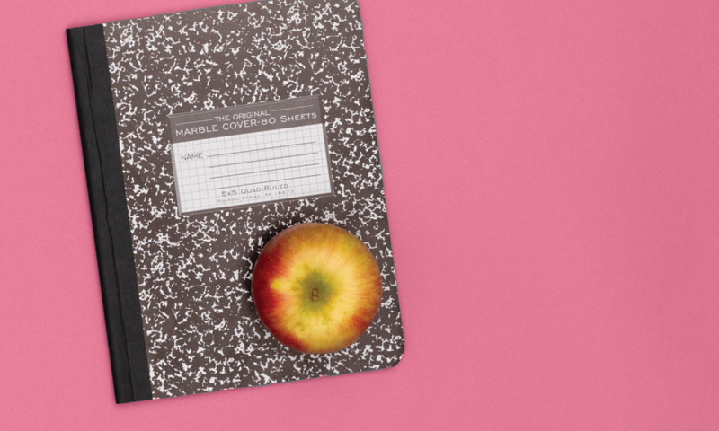 Notebook and Apple