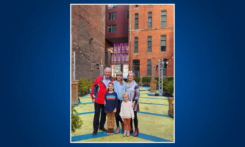 Photo of Dr. John Wright and family as featured on WVU Foundation website.