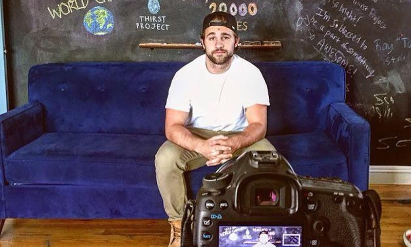 Luke Romick '16 doing video shoot prep in 2015