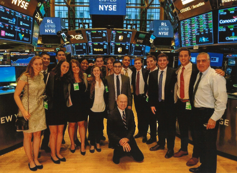 Students with Dr. David P.J. Przybyla at the NYSE