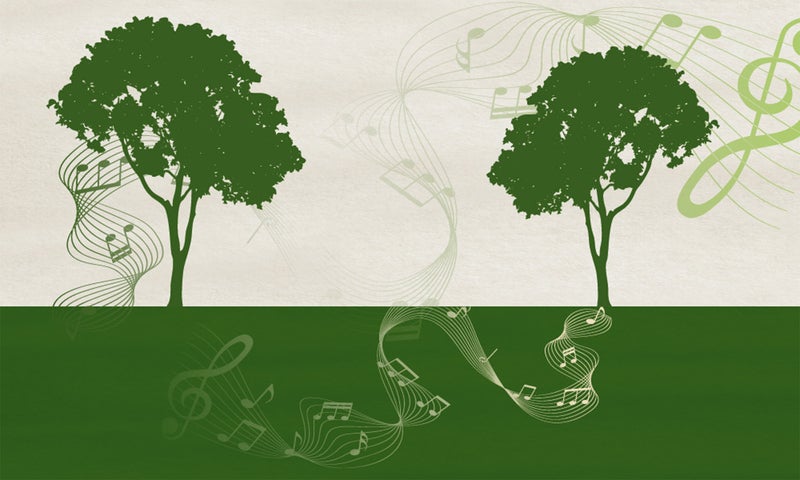 Trees and music notes