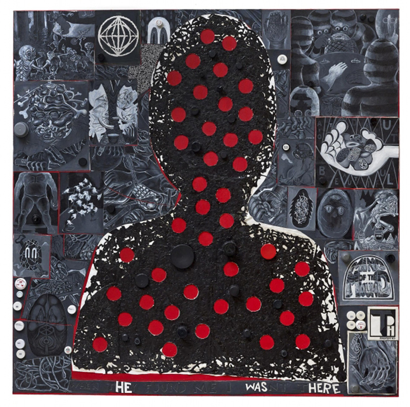 Trenton Doyle Hancock, When They Found Me I Wasn't There, Version #2, 2016, Acrylic and mixed media on canvas, 72x72in, Courtesy of Hedy Fischer and Randy Shull
