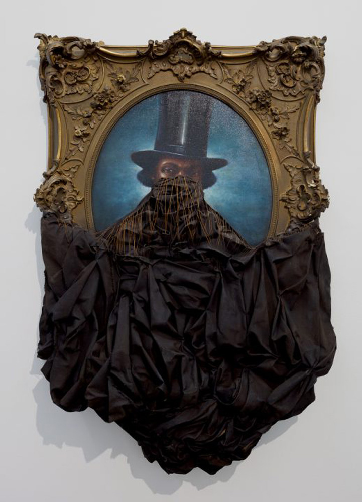 Titus Kaphar, A Disturbing Silence, 2011, Oil on canvas with antique frame, 52x48x12.5in, Courtesy of Hedy Fischer and Randy Shull
