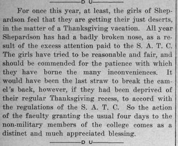 Newspaper clipping: "Girls of Shepardson"