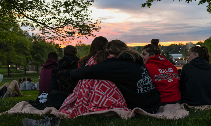 Students watching the sunrise