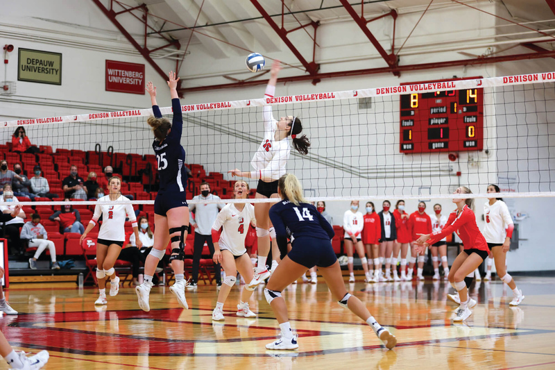 Student athletes competing in a volleyball game