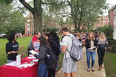 Students tabling for career center on east quad