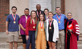 Denison President Adam Weinberg with the 2019 President's Medalists