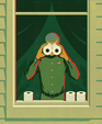 Illustration of a person spying with toilet paper rolls