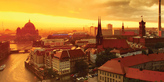 city line at sunset in berlin