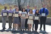 denison students posed with awards