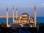 the blue mosque at sunse