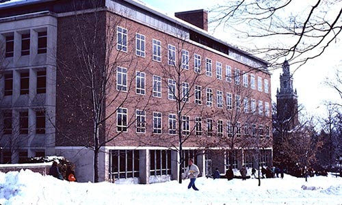Photo of A. Blair Knapp Hall in winter