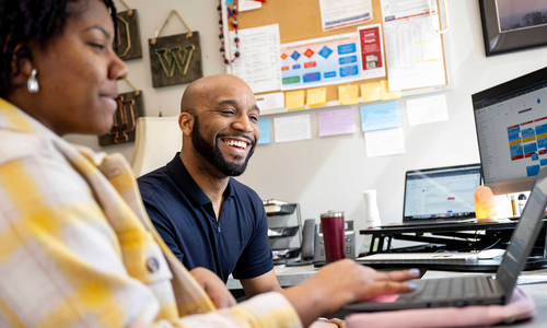 Career coach with student