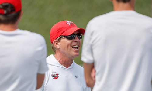 David Schilling ’89 laughs with players