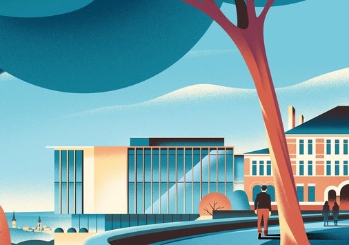Illustrator Clément Barbé’s visualization of the Doane project depicts a vibrant future on A-Quad.