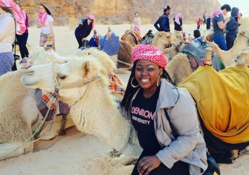 Keylee Jones with camel