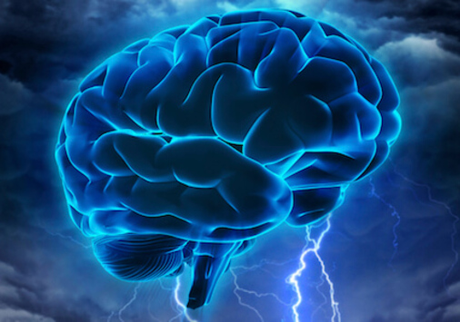 blue brain with lightning