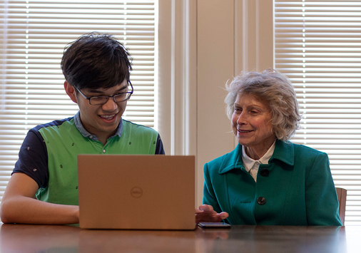 Sihan Cai '20 and Professor Emerita Joan Krone