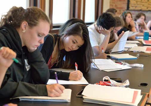 Students during an on-campus Reynold Writing Workshop