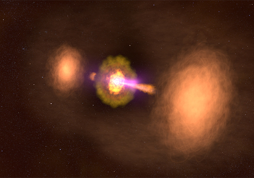 Illustration of the TXS 0128 Galaxy