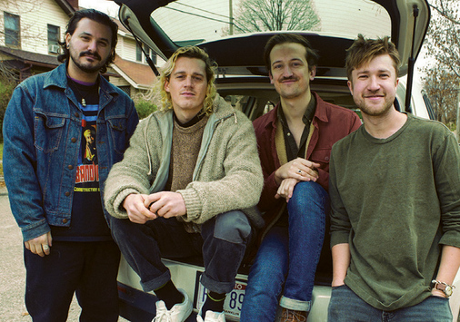 Sylvie Mix, Chris Cope, Ori Segev ’14 (center), Noah Dixon ’14, and Bobbi Kitten on set.