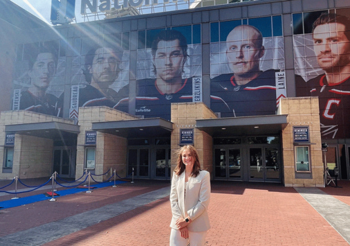 Abby standing in front of Nationwide Arena