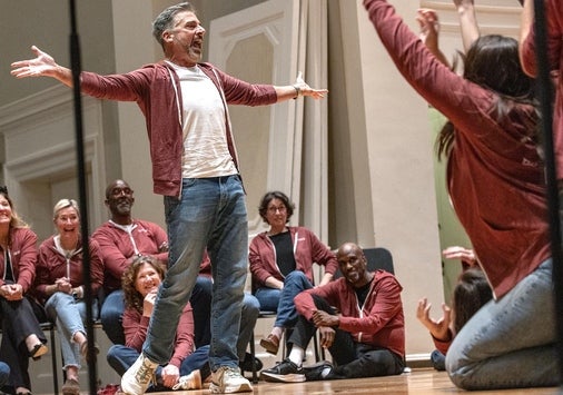 Steve Carell ’84 performs with fellow alumni from the Denison Burpee’s Seedy Theatrical Company