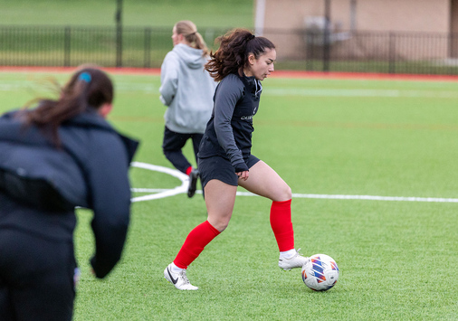 Woman playing soccer