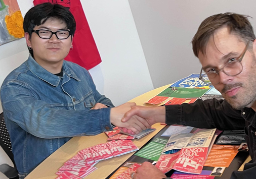 Duc Le ’26 with Associate Professor Keith Spencer, chair of the Department of Visual Arts.