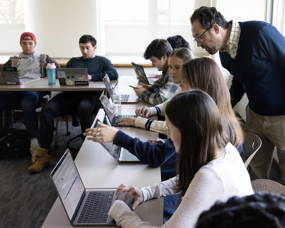 Professor and students in the classroom.