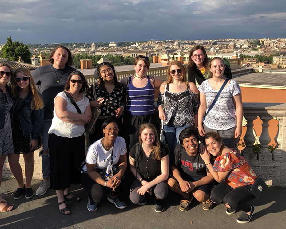 Denison students and faculty take in a view of Rome