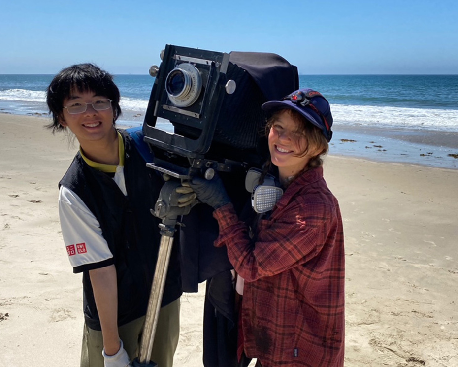 Students learning from a professional photographer