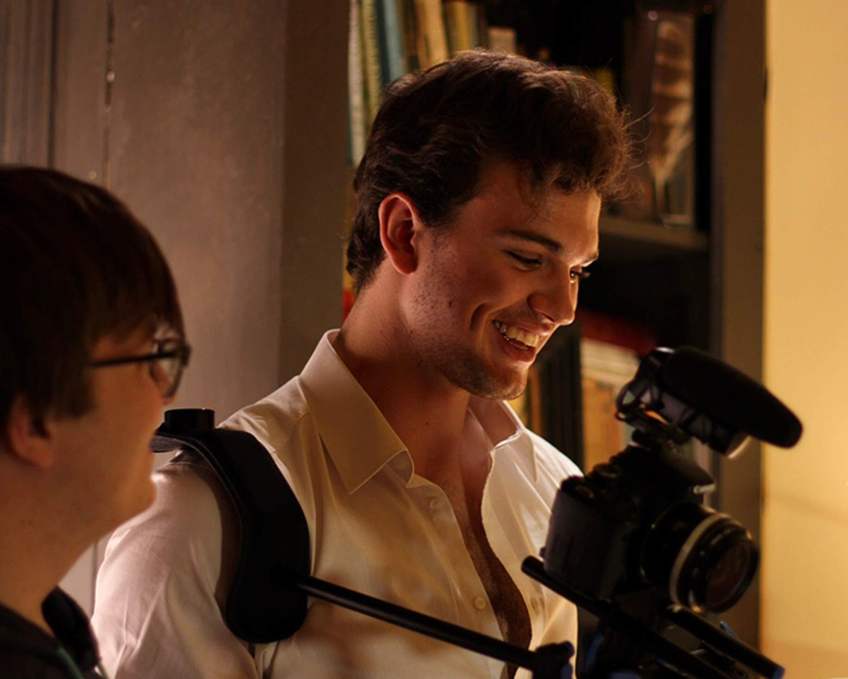 Cinema major Arman Meinecke '21 in the midst of creating a film